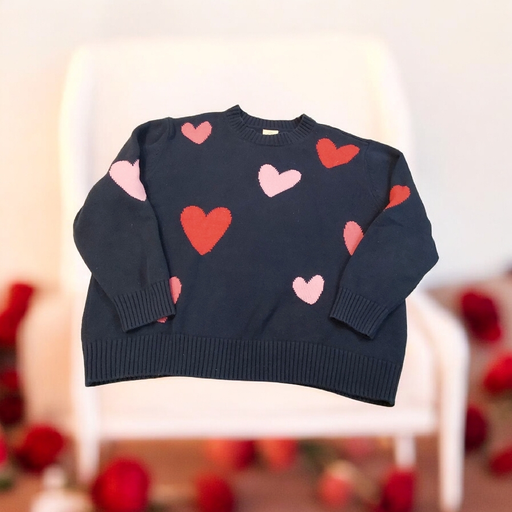 St. John's Bay Women's Crew Neck  Hearts Pullover Sweater Size 3X